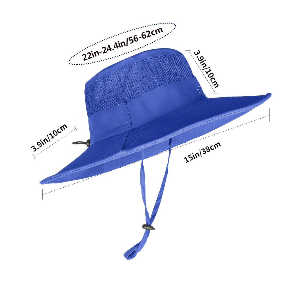 Sun Hats for Men Women UPF 50+ Breathable Wide Brim Summer Fishing (Royal Blue)