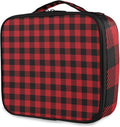 ALAZA Travel Makeup Case, Black and Red Lumberjack Plaid Cosmetic toiletry Travel bag for Women Girls