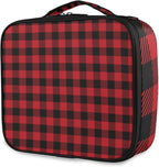 ALAZA Travel Makeup Case, Black and Red Lumberjack Plaid Cosmetic toiletry Travel bag for Women Girls