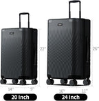 ECOHUB Hardside Expandable Carry On Luggage Sets, Recycled PC 20/24" Rolling - Image 7