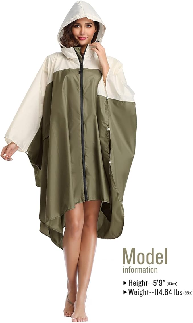 SaphiRose Unisex Rain Poncho Hooded Waterproof Raincoat - Image 2