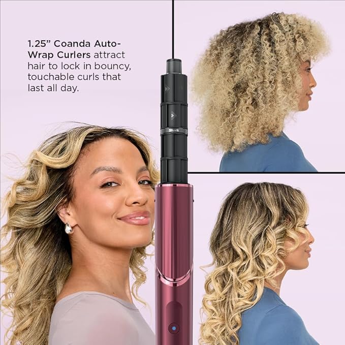 Shark FlexStyle Air Styling & Drying System, Powerful Hair Dryer Brush & Multi-Styler with Auto-Wrap Curlers, Diffuser, Paddle Brush, Round Brush, Concentrator Attachment, Black Cherry, HD457CR