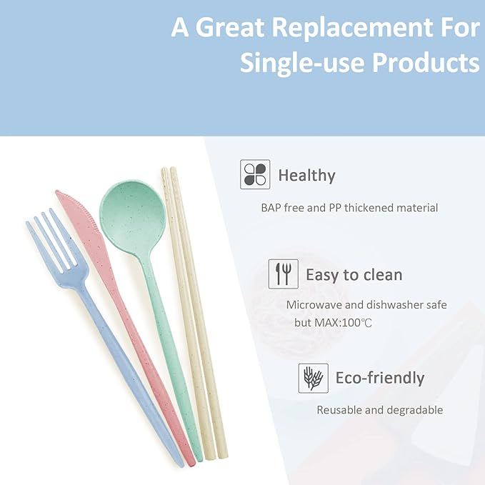 4 Sets Reusable Travel Utensils Set - Image 7