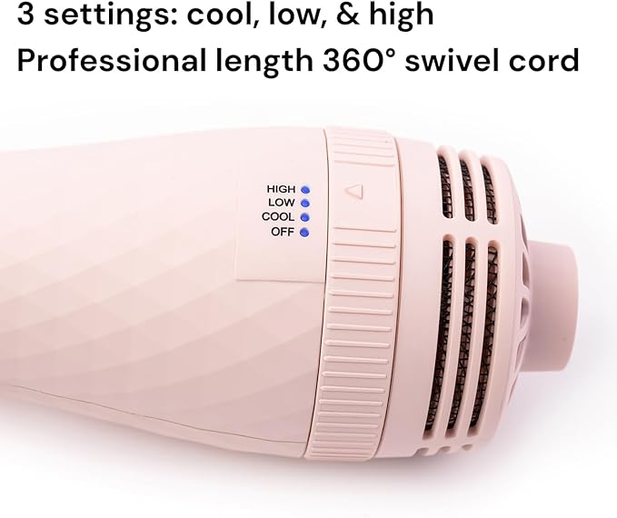 L'ANGE HAIR Le Volume 2-in-1 Titanium Blow Dryer Brush | Frizz Control Blowout Hair Dryer Brush For Drying And Straightening | Volumizing Hot Air Styler For All Hairstyles | Oval Barrel | Blush - 60mm