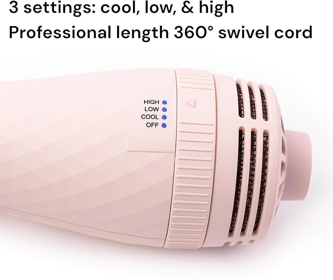 L'ANGE HAIR Le Volume 2-in-1 Titanium Blow Dryer Brush | Frizz Control Blowout Hair Dryer Brush For Drying And Straightening | Volumizing Hot Air Styler For All Hairstyles | Oval Barrel | Blush - 75mm