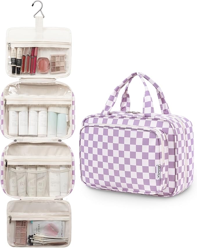 Narwey Travel Toiletry Bag for Women Large Hanging Makeup Bag Organizer - Image 4
