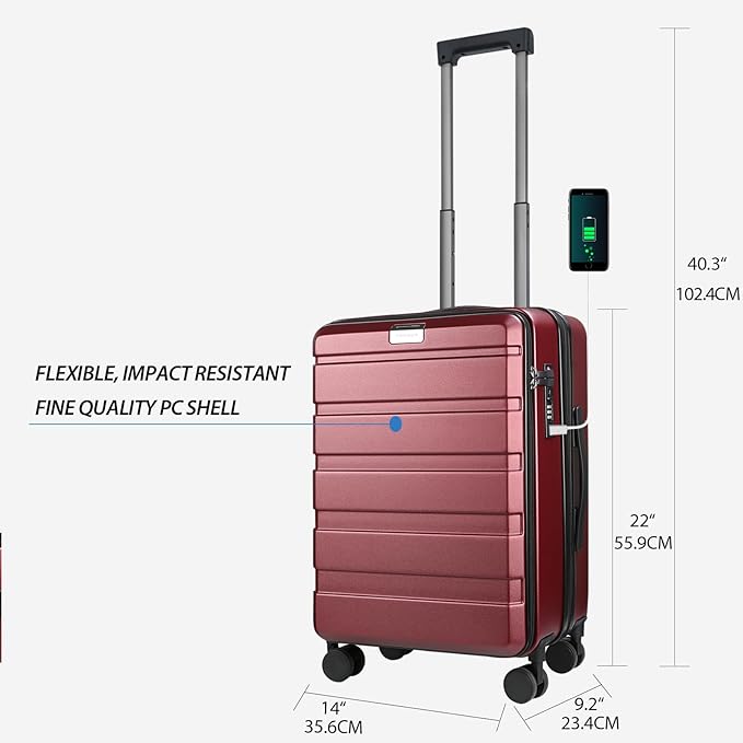 KROSER Carry On Luggage with Spinner Wheels & Built-in TSA Lock, Expandable Top - Image 2