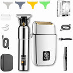 Hal&Hol Professional Cordless Electric Hair/Beard Trimmer and Foil Shaver for Men - Complete Barber Grooming Kit with Rechargeable Battery, Protective Case and 4 Guards, Gift for Men