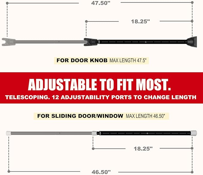 SECURITYMAN 2-in-1 Door Security Bar & Sliding Patio Door Security Bar via - Image 3