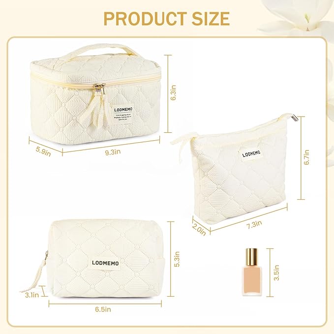 Makeup Bag 3 PCS Cosmetic Bags for Women, Large Travel Make up Bag Set Cute - Image 6