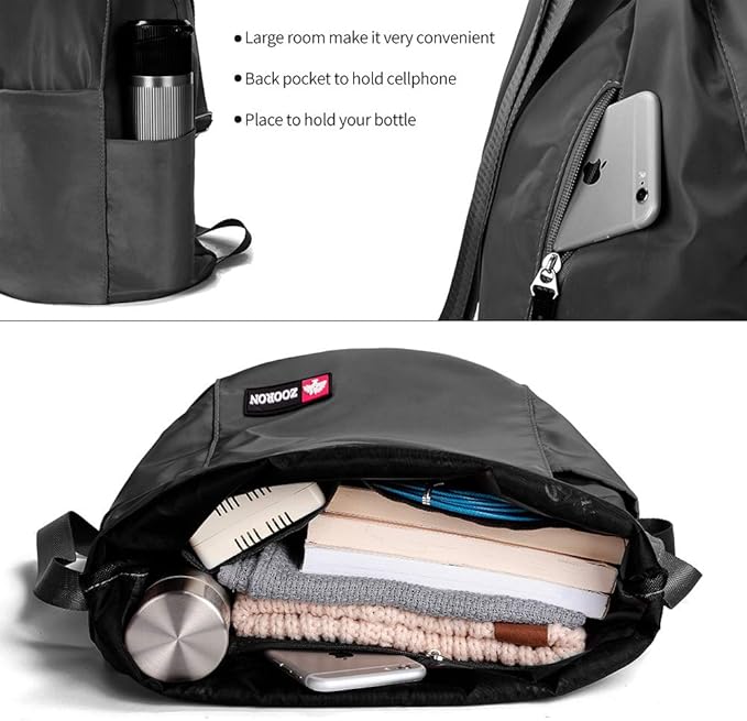 ZOORON Waterproof Drawstring Gym Backpack Bag - Image 4