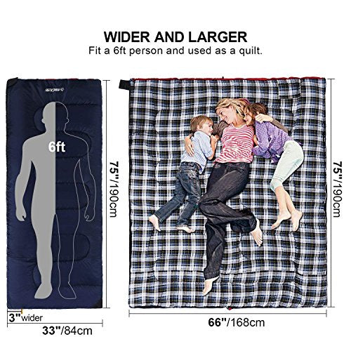 Cotton Flannel Sleeping Bag for Camping (Blue with 4lbs filling)