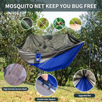Camping Hammock with Net (Blue & Grey / X-Large)