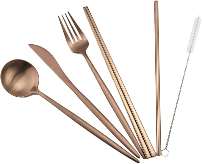 Gugrida Reusable Travel Utensils, 7 Piece Portable 304 Stainless Steel - Image 4