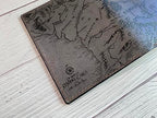 Handmade genuine Leather Wallet Map engrave (Smoke)