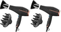 Infiniti PRO by CONAIR Hair Dryer,1875W Blow Dryer with Diffuser and Concentrator,Ceramic Technology,3 Heat & 2 Speed Settings,Cold Shot Button,Black,(Pack of 2)