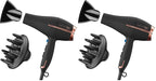 Infiniti PRO by CONAIR Hair Dryer,1875W Blow Dryer with Diffuser and Concentrator,Ceramic Technology,3 Heat & 2 Speed Settings,Cold Shot Button,Black,(Pack of 2)