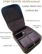 Watch Travel Case for Men, Genuine Leather Watch Case Travel Jewelry Case - Image 3