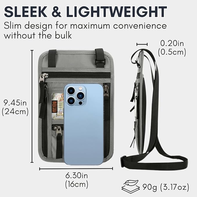 elzama Travel Neck Wallet, Neck Passport Holder, RFID Blocking Passport Wallet - Image 4