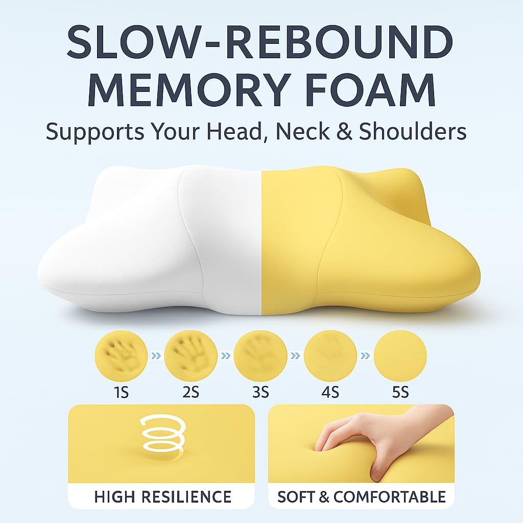 Extra High Loft Cervical Neck Pillow for Broad Shoulders (White)