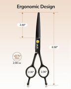ULG Hair Cutting Scissors Professional Salon Shears 6.5-Inch Ultra Sharp Barber Scissors with PU Leather Case, Left/Right Symmetrical, Stainless Steel Haircut Scissors for Men, Women, Salon & Home Use