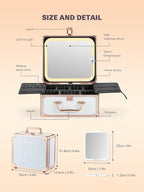 Qislee Makeup Box with A Detachable Lighted Mirror, Waterproof Travel Train Case - Image 3