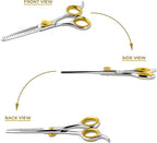 SHARF Gold Touch Barber 5.75 Inch, 20-Tooth Professional Thinning Shears 440c Japanese Stainless Steel Barber Scissors For Men and Women
