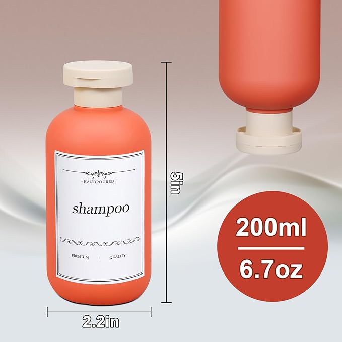 ASEVAT 6.7oz Plastic Refillable Travel Shampoo Bottles, Empty Travel Shampoo - Image 6
