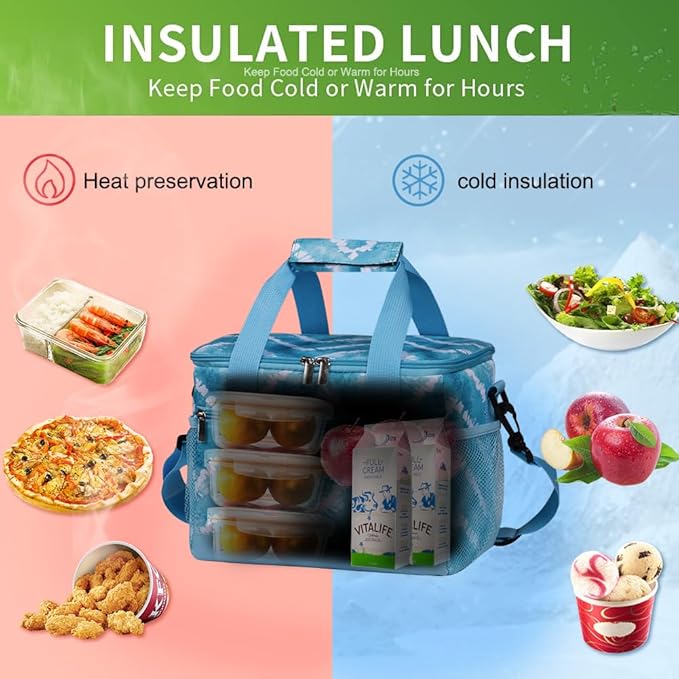 iknoe Large Foldable Cooler Bag, 8.5L Insulated Lunch Bag, Leakproof Lunch - Image 2