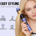 Infrared Thermal Brush, 38mm 3 in 1 Heated Round Curling Brush, Negative Ionic Lightweight Heated Hot Brush, Dual Voltage US Plug, Hair Straightener Curler Comb for Volumizing Curls and Smooth Hair
