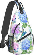 SUPLUCHOM Sling Bag Spring Hummingbird Flower Hydrangea Hiking Daypack by SUPLUCHOM