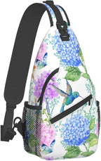 SUPLUCHOM Sling Bag Spring Hummingbird Flower Hydrangea Hiking Daypack by SUPLUCHOM