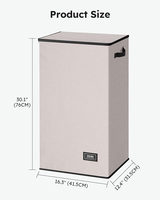 SOLEDI Laundry Hamper with Lid 100L Large & Tall Collapsible Laundry Basket - Image 7