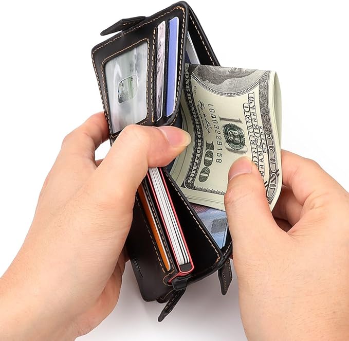Mens Wallet Card Holder: Pop Up Aluminum Case, Genuine Leather, RFID Blocking - Image 6