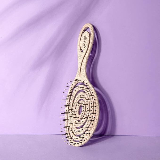 Ninabella Detangle Hair Brush for Women & Men - Does not Pull - Straightening Brushes for Straight & Curly Hair - Unique Spiral Detangling Hairbrush - Cream