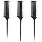 3 Pcs Black Smoothing and Sectioning Brush Set - Double-Sided Comb for Edge Teasing, Professional hair coloring tools, multifunctional hair brush for Dancing Hairstyling