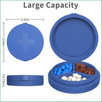2 Pack Small Pill Box, 3 Compartment Round Silicone Travel Pill Box - Image 2