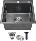 POPFLY 18×18 Inch Drop In Bar Prep Sink, 304 Stainless Steel Top mount Handmade by POPFLY