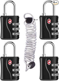 ZHEGE Luggage Lock for Train 4 Pack, 1 Cable, TSA Approved Travel Cable Lock by ZHEGE