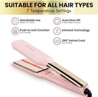 ELLA BELLA® Titanium Flat Iron Hair Straightener (with Infrared) • Professional Straightening Iron • Digital Display to Accurately Control Temperature • As Featured in Good Housekeeping