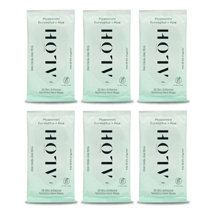 ALŌH Peppermint Eucalyptus Sanitizing Hand Wipes by AL%C5%8CH