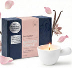 Massage Candle – Soy Wax Massage Oil That Melts Into Skin-Safe Warm Body Oil, Rose & Vanilla Scent, Ceramic Pour Cup (5 oz)