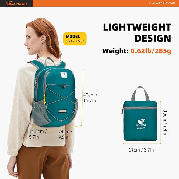 SKYSPER Small Hiking Backpack -12L Lightweight Packable Daypack - Image 2