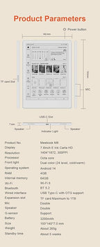 Meebook E-Reader M8 | 7.8' Eink Carta Screen | 300PPI Smart Light | Android 14 - Image 9