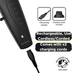 Supreme Trimmer Vader Clipper with DLC Taper Blade STC5098 | 210 Min Run Time 7500 RPM Hair Trimmer | Professional Brushless Motor Barber Clipper | Black