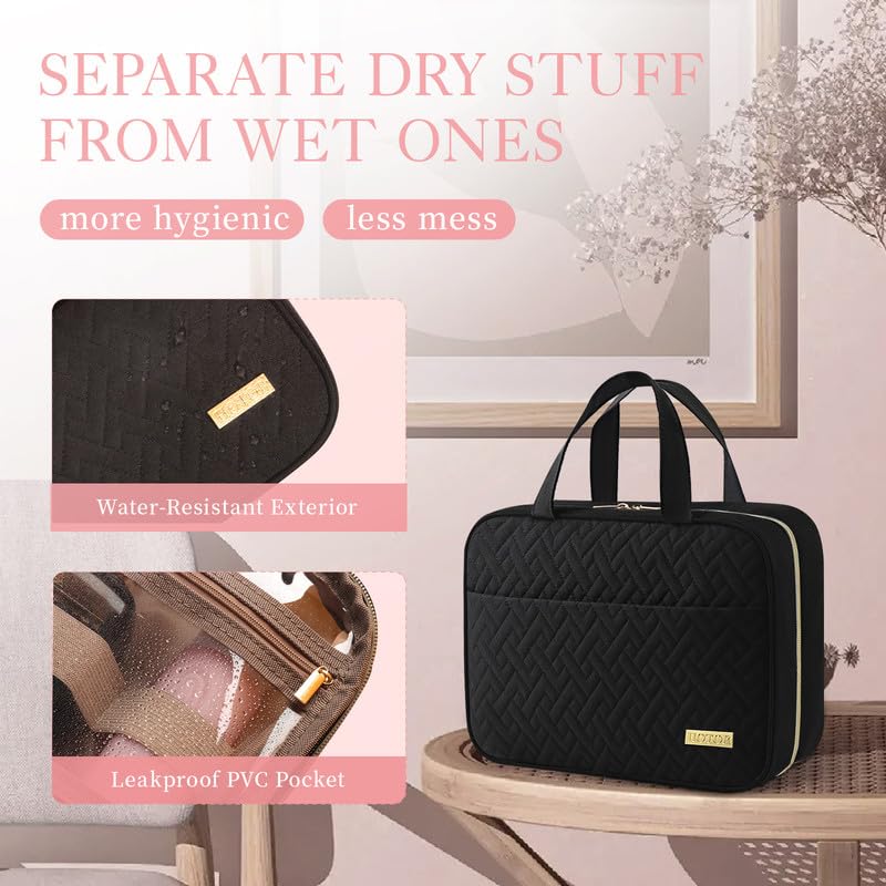 Hanging Travel Toiletry Bag Women Men Essentials Black (Black / Large)