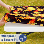 2 Pack Rectangle Spandex 6FT Elastic Fitted Thanksgiving Tablecloth (Rust & Black / 72" x 30" (Rectangular))