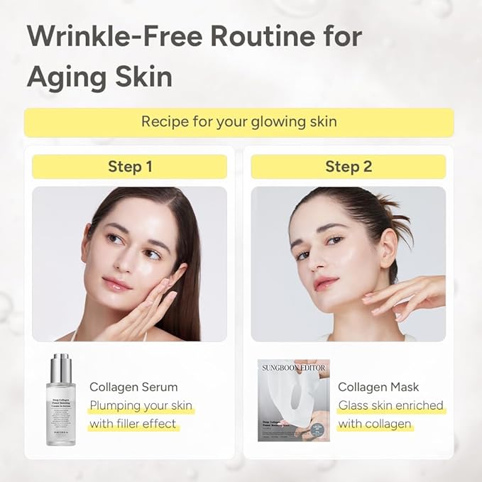 SUNGBOON EDITOR Collagen Glow Bundle Trio: Cream in Serum & Capsule Cream & Deep Collagen Mask(4ea), Gifts for Mom, Korean Skin Care