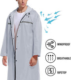 Mens Long Hooded Safety Rain Jacket Waterproof Emergency Raincoat Poncho - Image 5