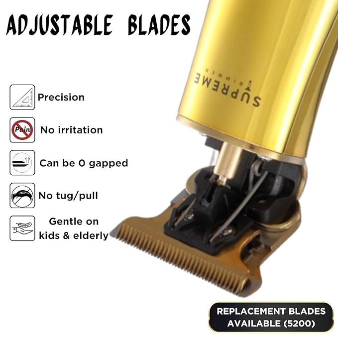 Supreme Trimmer T Shaper Men’s Barber Trimmer | 90 Min Run Time, Low Noise & Vibration | Liner Trimmer for Sensitive Skin, Autistic Kids & Elderly | ST5200